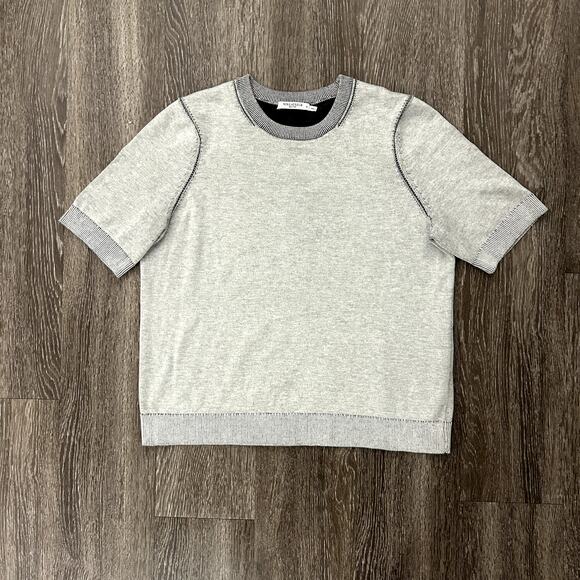 EUC MM LaFleur Becca Pointelle Cotton Silk Knit Tee Gray Medium Short Sleeve Top - Picture 12 of 16